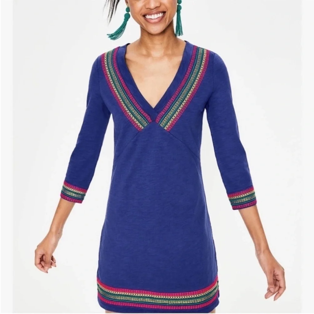 Boden Rosanna Jersey blue embroidered Tunic
Dress sz 6 - Picture 3 of 11